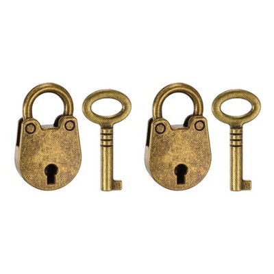 2pcs Mini Diary Padlock, Small Bear Lock with Keys Bronze