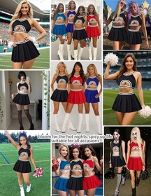 Avidlove Lingerie for Women Sexy Mini Skirt Cheerleader Costume Hollow Crop Top