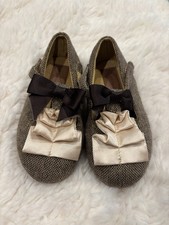 Joyfolie Girls Shoes Brown And Beige Ballet Flats With Ruffles Bows, Size 10