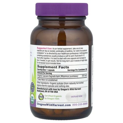 Organic Cascara Sagrada , 90 Organic Vegan Capsules - Picture 2 of 2
