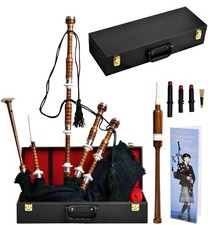 Full Size Cocuswood Bagpipe in Rosewood Finish Silver Plain Mounts Black Watch 