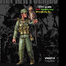1/35 Scale NVA Soldier with Monkey Resin Figure – Vietnam War Diorama Model