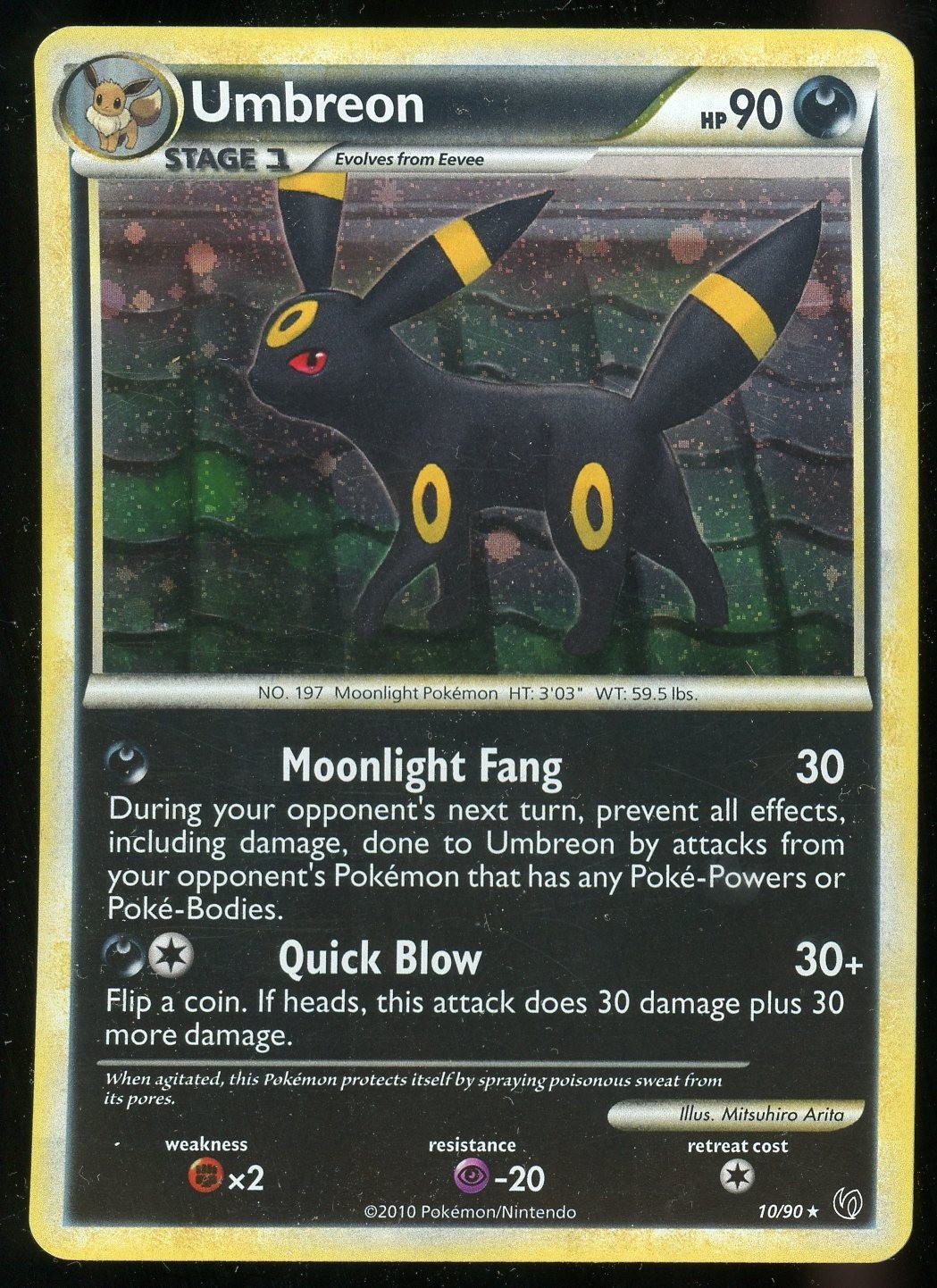 Pokemon TCG Umbreon Holo Rare HGSS Undaunted 10/90 2010 MP Vintage