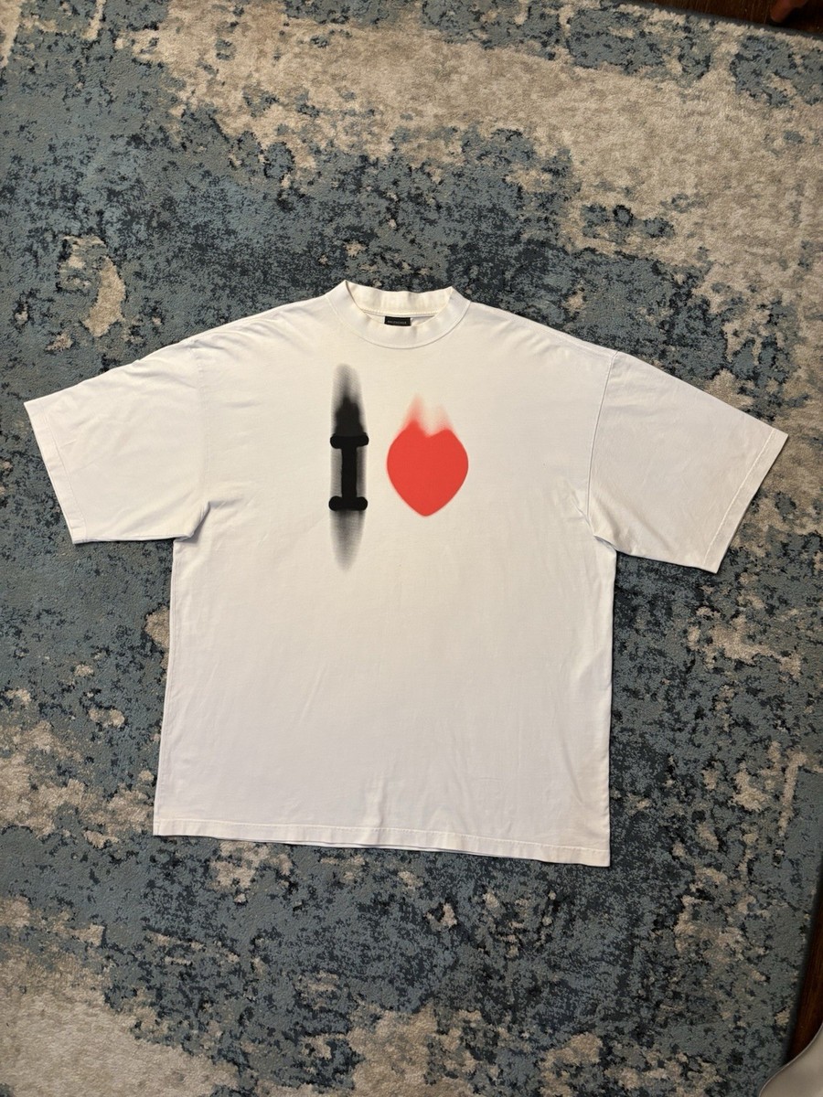 Balenciaga SS23 I Love Heart Print T Shirt Size M (Fits XL-XXL