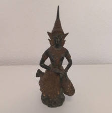 Thai Tempelt&auml;nzer Musikerin Apsara Figur Skulptur Metall Bronze Antik-Finish