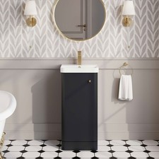 Nuie Core 400mm Floor Standing 1-Door Basin Vanity Unit Satin Anthracite Modern
