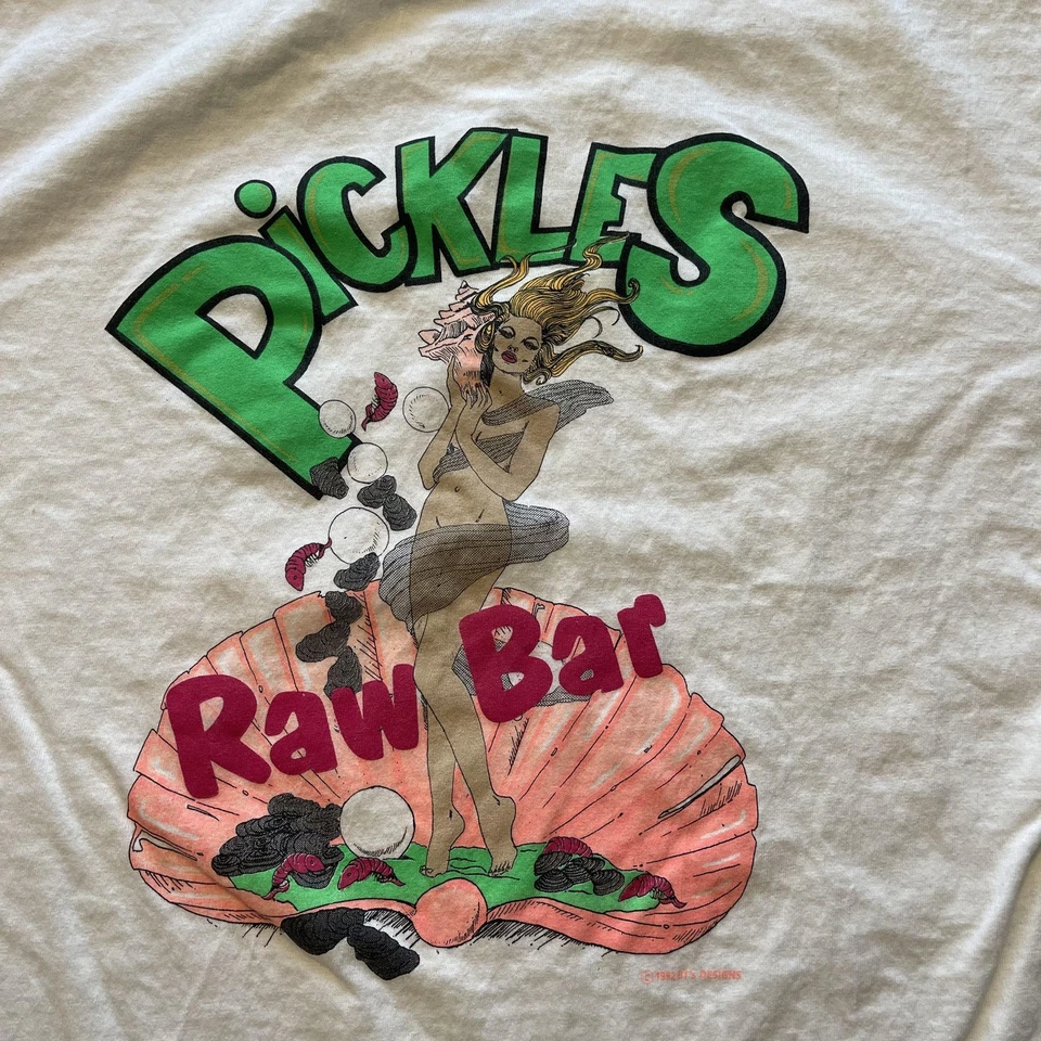 Vintage Pickles Pub Shirt Mens XL White Camden Yards Raw Bar Baltimore USA 90s - Image 3 of 4