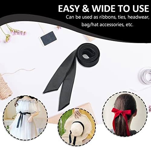  Pajarita para mujer, cinta de satén niñas pajarita para uniforme, negra Foto 4 de 4
