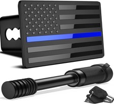2 Inch Trailer Hitch Cover With American Flag Heavy Blackthin Blue Line