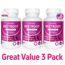 3PCS Rosabella Organic Beet Root 60 Capsules Natural Energy Boost Blood Pressure