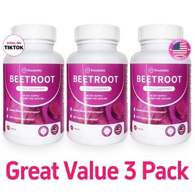 Premium 3PC Rosabella Beet Organic Root 60 Caplets Natural Energy Enhance Blo...