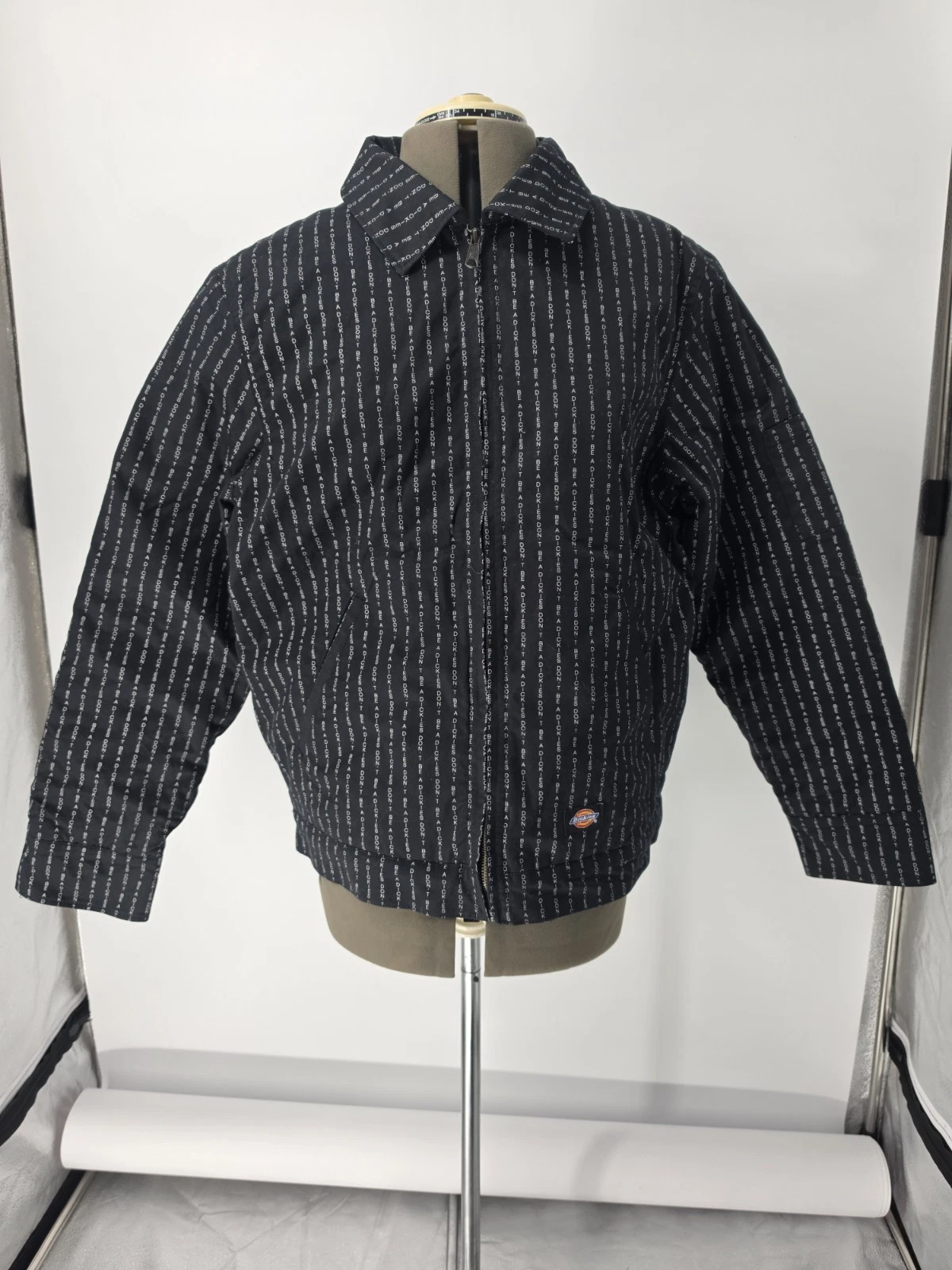 END X Dickies Men's Insulated Lined Black Pinstriped Eisenhower Jacket M Collab image 1