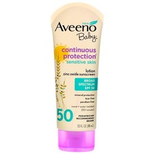 2 Pack Aveeno Baby Continuous Protection Sunscreen, SPF 50, Unscented, Water ...