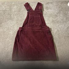 Jack Wills Womens Burgundy Cord Dungaree Dress UK 8