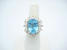 Sterling Silver 24.5mm Oval Blue CZ Ring Size 7.75
