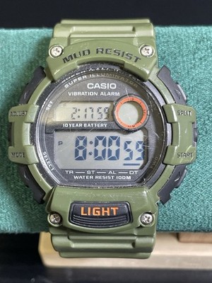  Mud Resist Vibration Alarm Digital Watch Green Working 100M