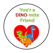 Kids Valentines day Dinosaur Stickers, labels, tags