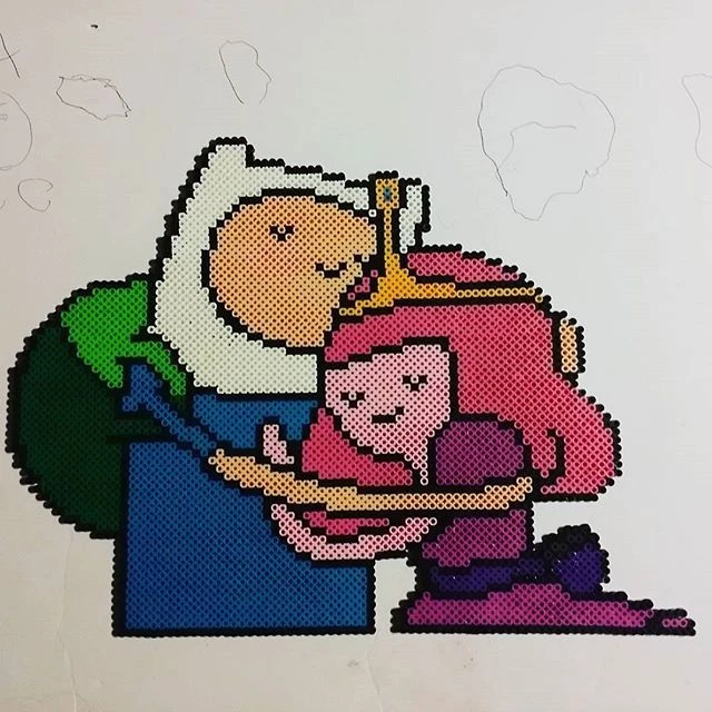 Princess bubble gum and Jake Adventure Time perler kandi rave EDC PLUR bead art
