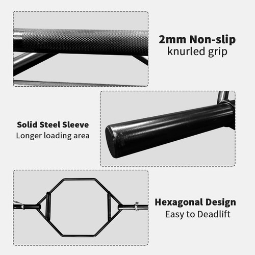 Olympic Hex Bar Foldable Barbell Trap Bar Knurled Handles 1000 Weight Capacity - Picture 5 of 19