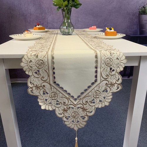 Vintage Embroidery Cutwork Lace Tablecloth Dining Kitchen Table Runner Wedding - Picture 28 of 63