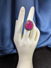 Sterling Silver Women's Ring with Pink Gem Stone Size 6.75