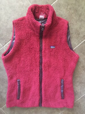 Patagonia Women's Red Maroon Fleece Reversible Fuzzy Vest Size