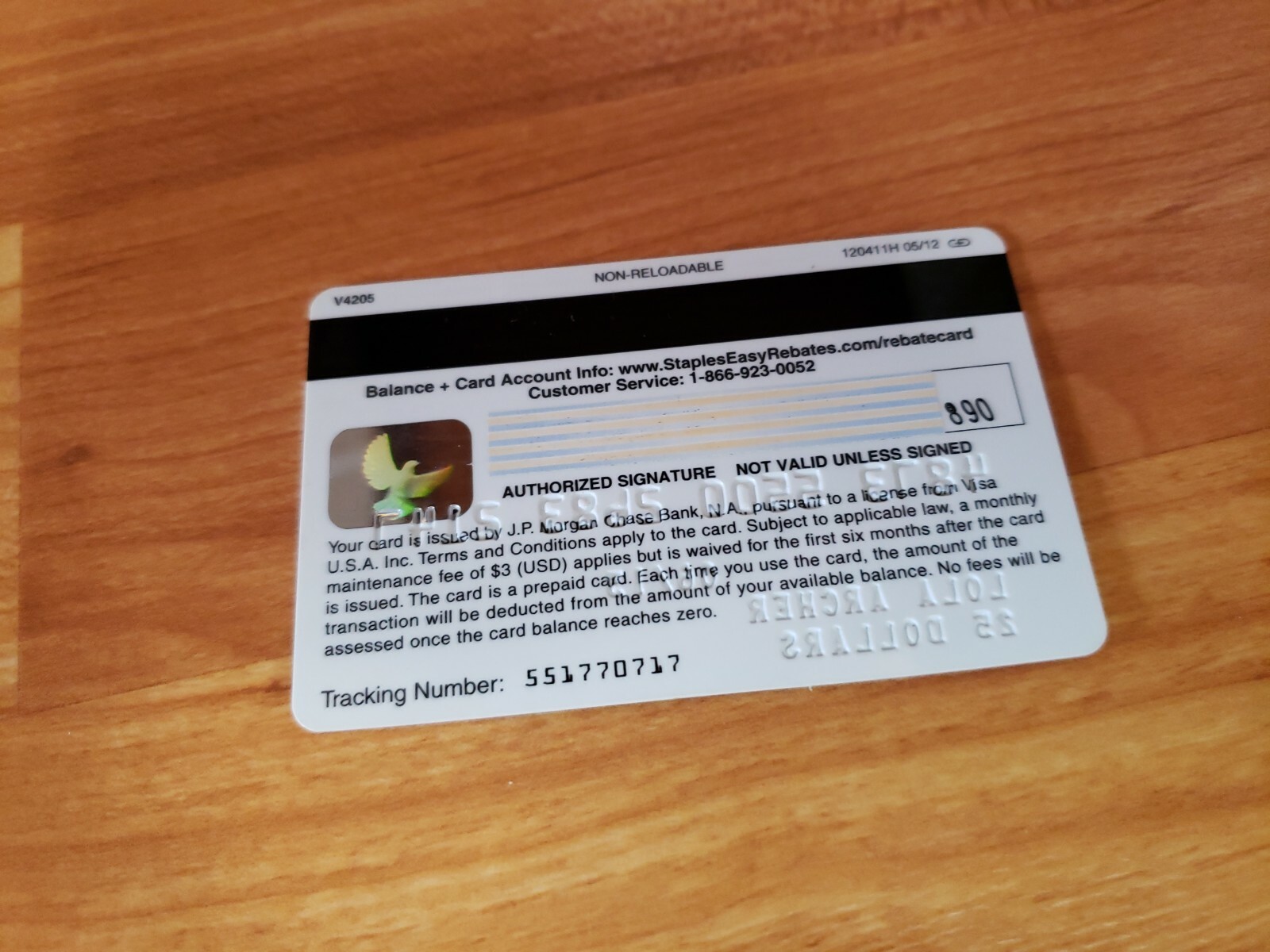 STAPLES VISA REBATE CARD (0 value, expired 2013) Unsigned eBay