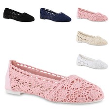 Damen Ballerinas Slippers Bequeme Spitze Stoff Schuhe 841312 Trendy Neu