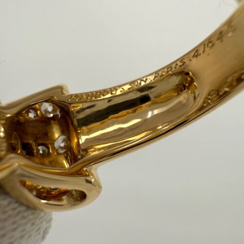 Rare Vintage Mauboussin Deep Red Ruby & Diamond 18k Yellow Gold Bow Ribbon Ring - Picture 6 of 9