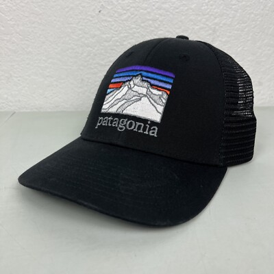 Patagonia Fitz Roy Trucker Hat Black Embroidered Mesh Snapback Logo