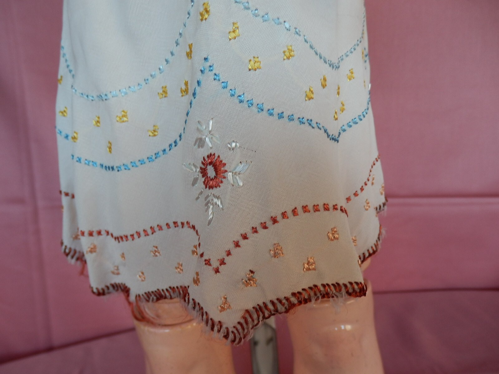 Robe ancienne en coton pour poupée Sfbj