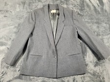 VTG Pendleton Blazer Women's 14 Gray Wool Coat 1-Button Jacket Business Preppy