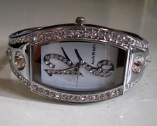 SILVER FINISH RHINESTONE DRESSY BANGLE WOMEN'S FASHION WATCH