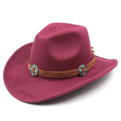 Western Cowboy Hat for Boys Girls Kids Cowgirl Fedora Cap Wide Brim Brown Strap - Picture 19 of 52