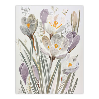 Crocus Flowers in Bloom Artwork Pastel Bouquet Wall Art Poster Print
