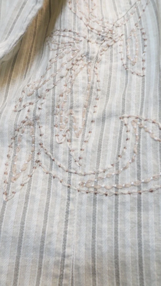 Chaqueta Blazer Claudia Richard Mujer Grande Algodón Crema Beige Floral Bordado Foto 3 de 4