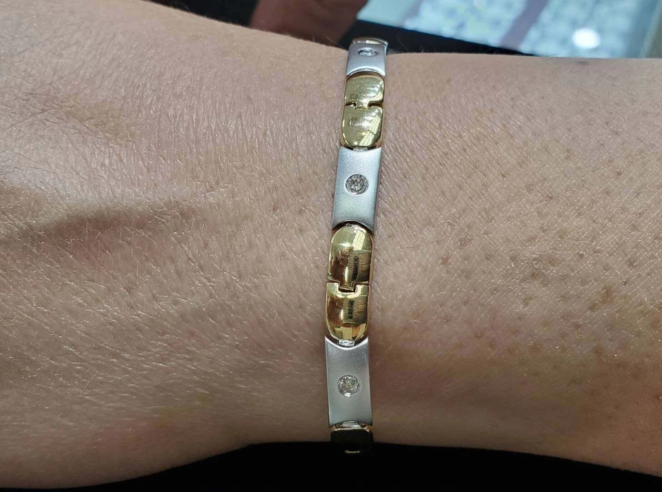 14k Two-Toned Diamond Tennis Bracelet - Image 2 of 3