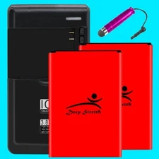 High Power 2x 3580mAh Battery Desktop Charger Stylus for LG Optimus L90 D415 USA