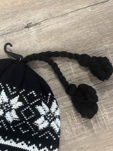 Nwt Ralph Lauren Wool Blend Knit Hat Black Nordic Snowflake Pattern White Beanie - Picture 3 of 5