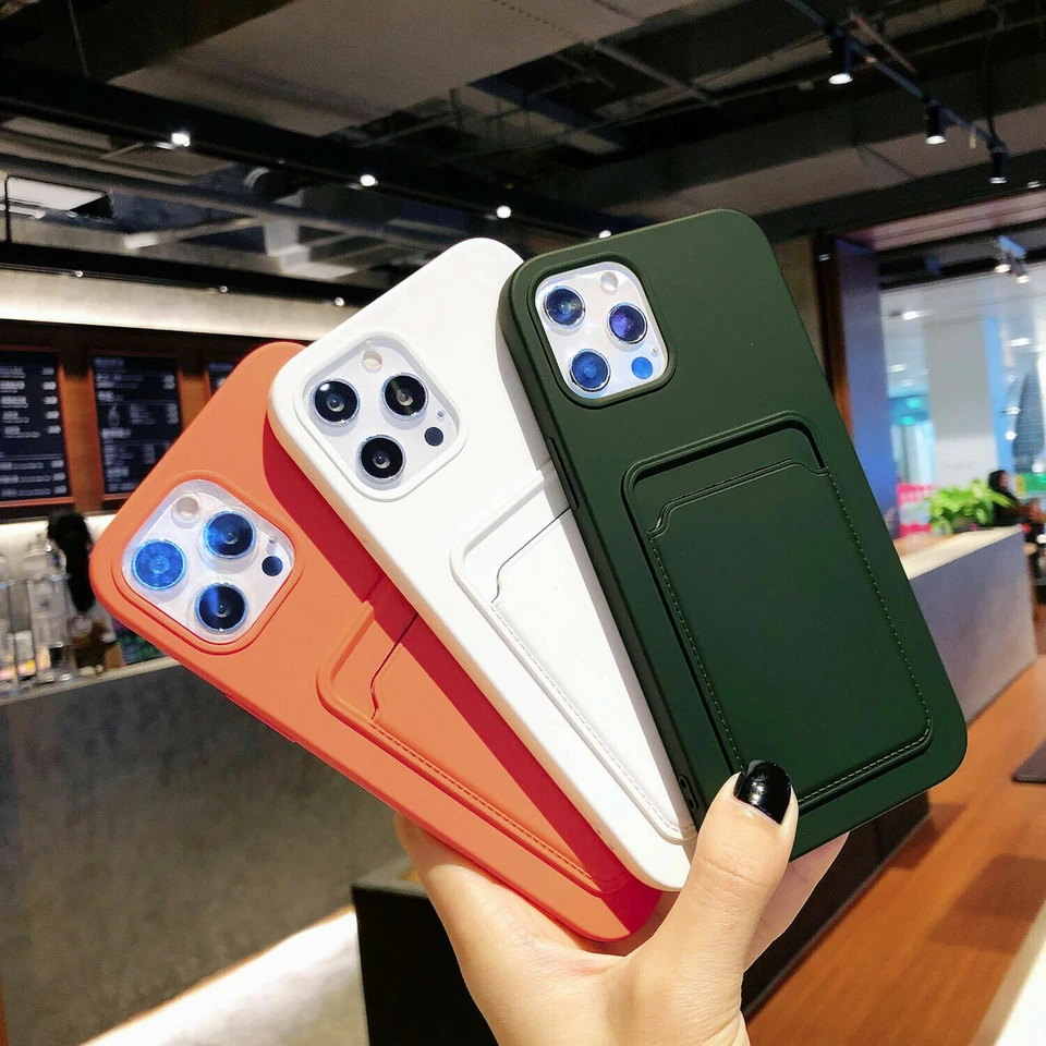 For iPhone 15 Pro Max 14 13 12 Phone Case Silicone Cover With Wallet Card Holder - Image 4 of 4