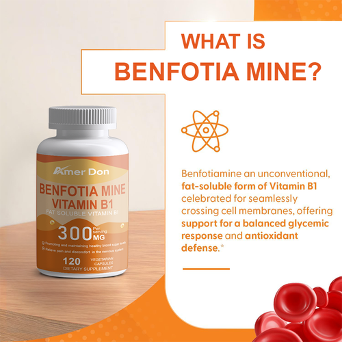 Benfotiamina 300 mg 120 cápsulas vegetarianas niveles saludables de glucosa en sangre - Imagen 6 de 8