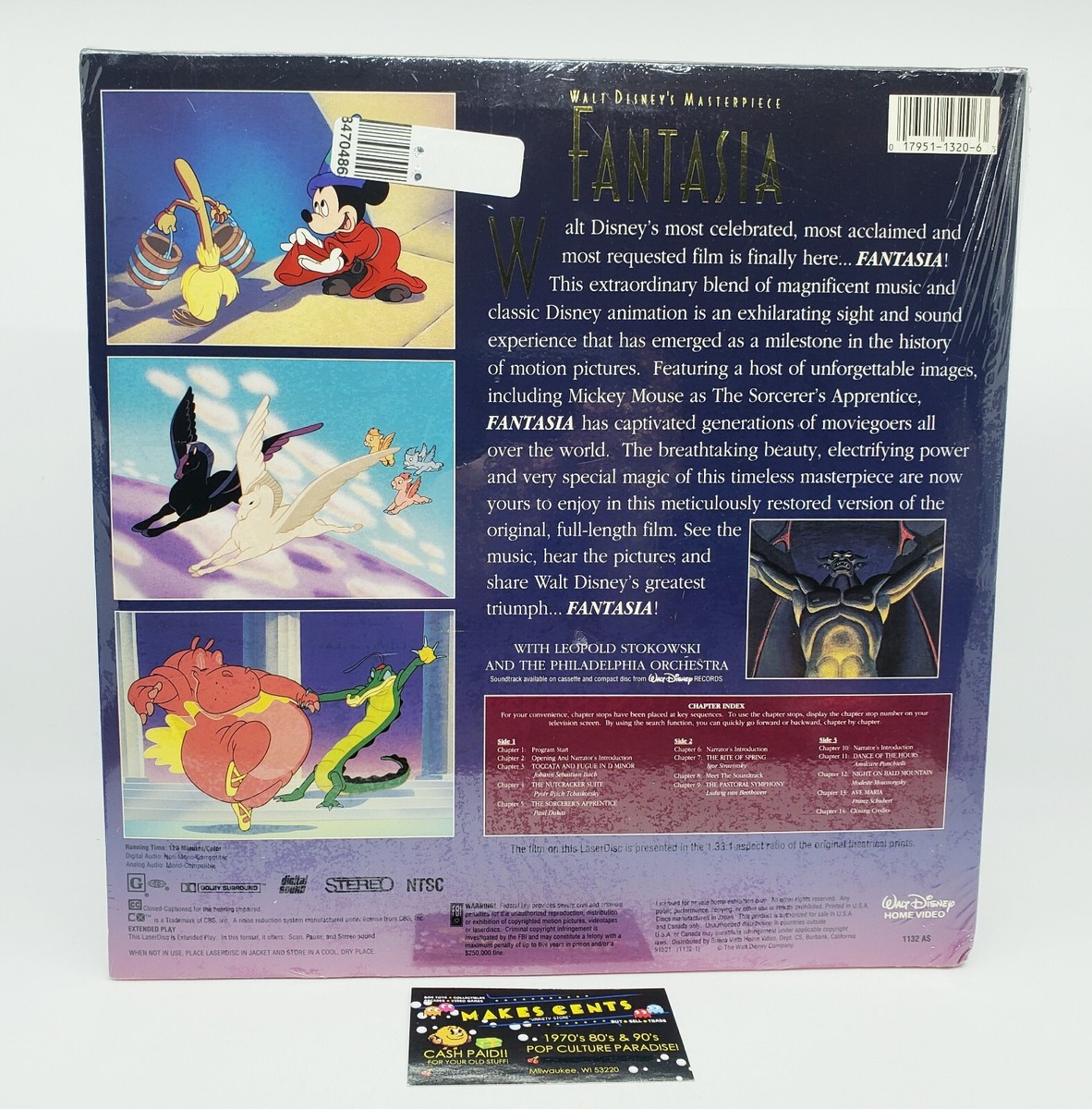 1991 Walt Disney Masterpiece FANTASIA Laserdisc LD Movie