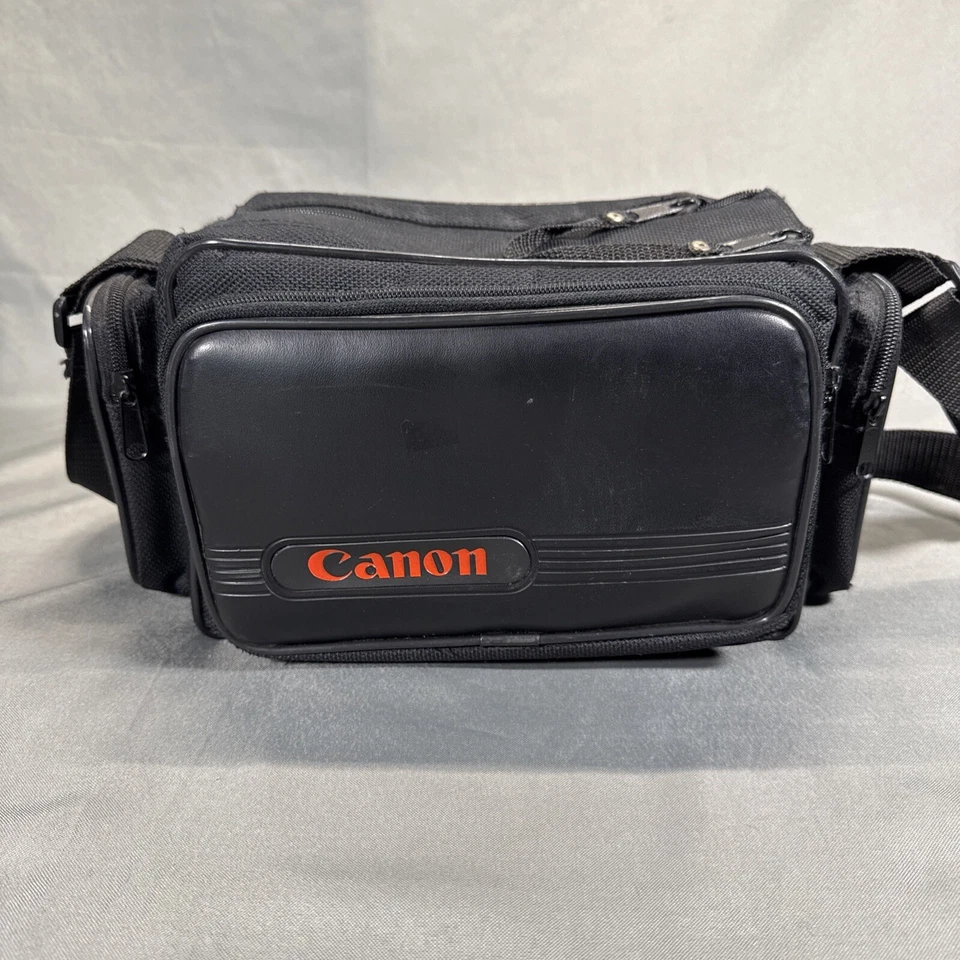 Bolso de hombro vintage para cámara Canon - negro - bolsillos laterales y delanteros con cremallera Foto 2 de 4