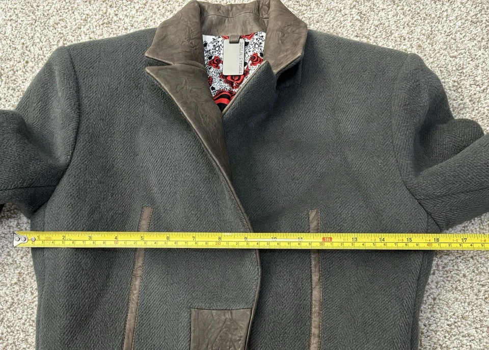 Thomas Wylde Lana Imitación Vegano Cuero Chaqueta Blazer Abrigo XS X Pequeño Gris Marrón Foto 3 de 4