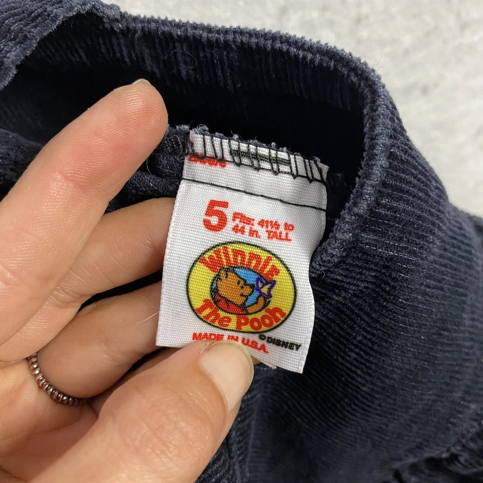 VTG 90s Corduroy Jumper Skirt Overalls Sz 5 - 90s Girls Midnight Blue USA Pooh - Image 2 of 4