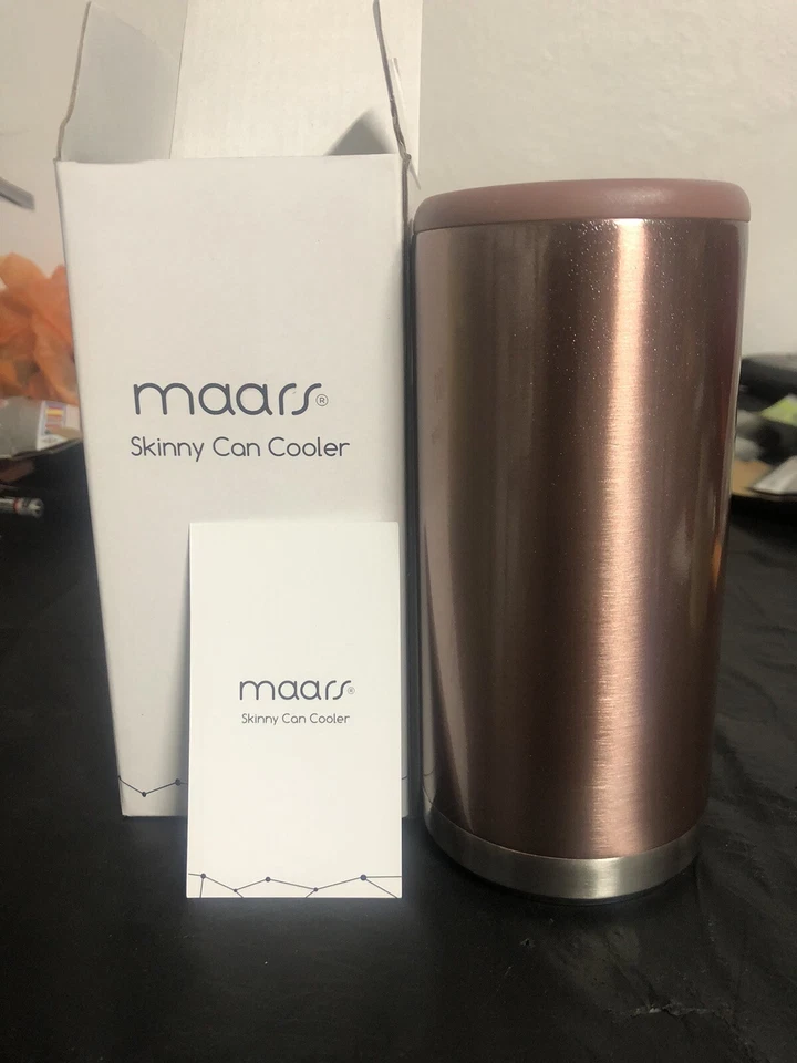 Enfriador de latas delgado de acero inoxidable 12 oz Maars Koozie Coozie (oro rosa brillante) Foto 2 de 3