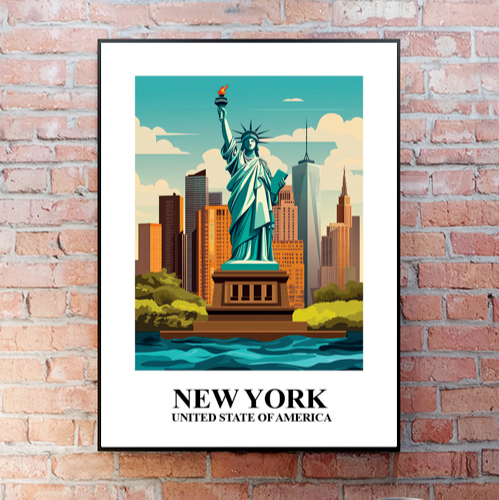 Statue of Liberty New York Travel Poster - New York  Print -  Wall art decor