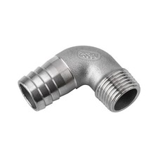 BSP 304 Stainless Steel Male Thread Fitting x Barb Hose Tail End Elbow Connector
