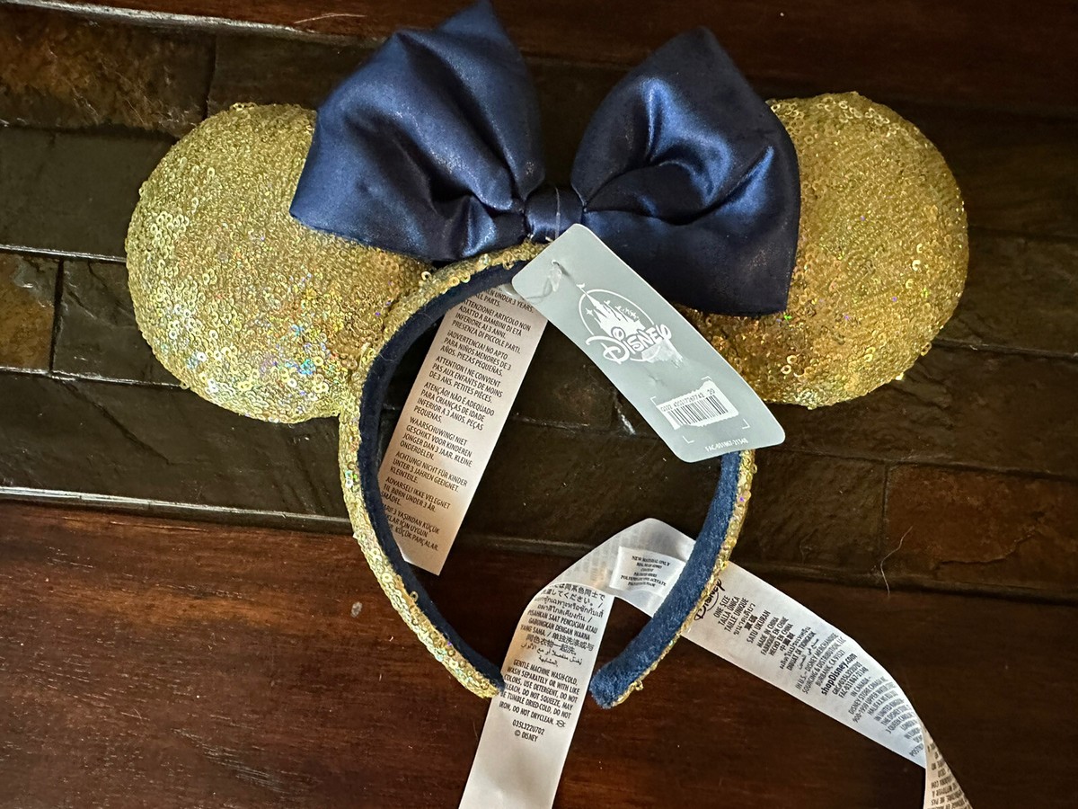 Disney Parks NWT Disney Parks Minnie Mouse Ears Gold Sequin 