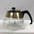 Vintage Pyrex 2 cup Glass Carafe Creamer with Lid Atomic Starburst Made in USA